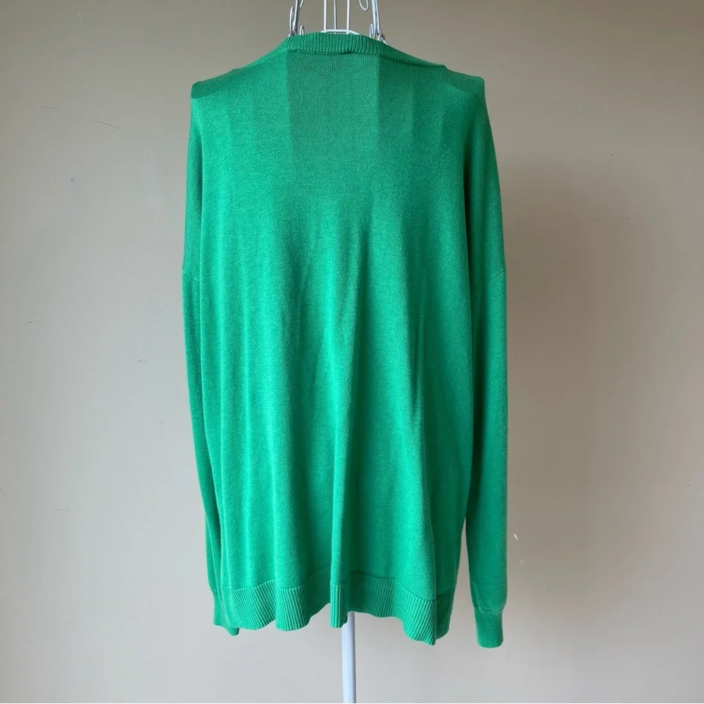 Laurie Felt Cashmere Blend Daisy Print Sweater Green long sleeve size M - Picture 6 of 10